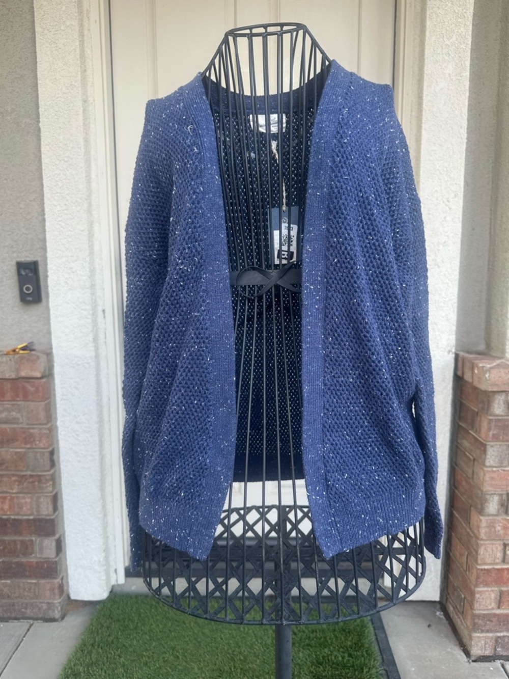 Universal Thread Navy Blue Open-Front Metallic Fleck Cardigan